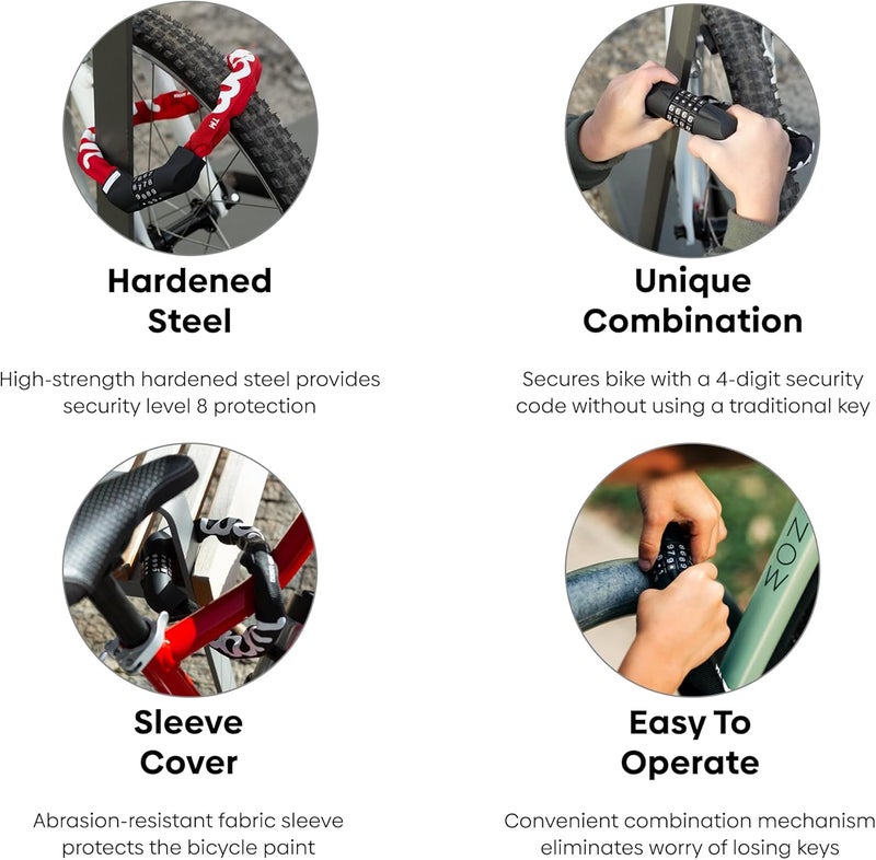 Woom Lokki Bike Lock, Children’s Combination Bicycle Cable Lock, Hardened Steel Chain Safety Lock (24” Chain) - Image 3